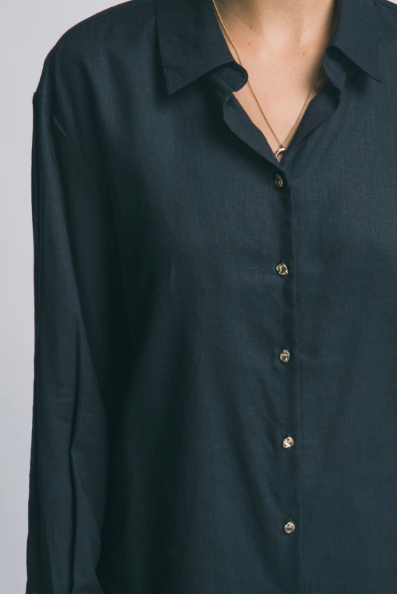 Linen Gold Button Blouse