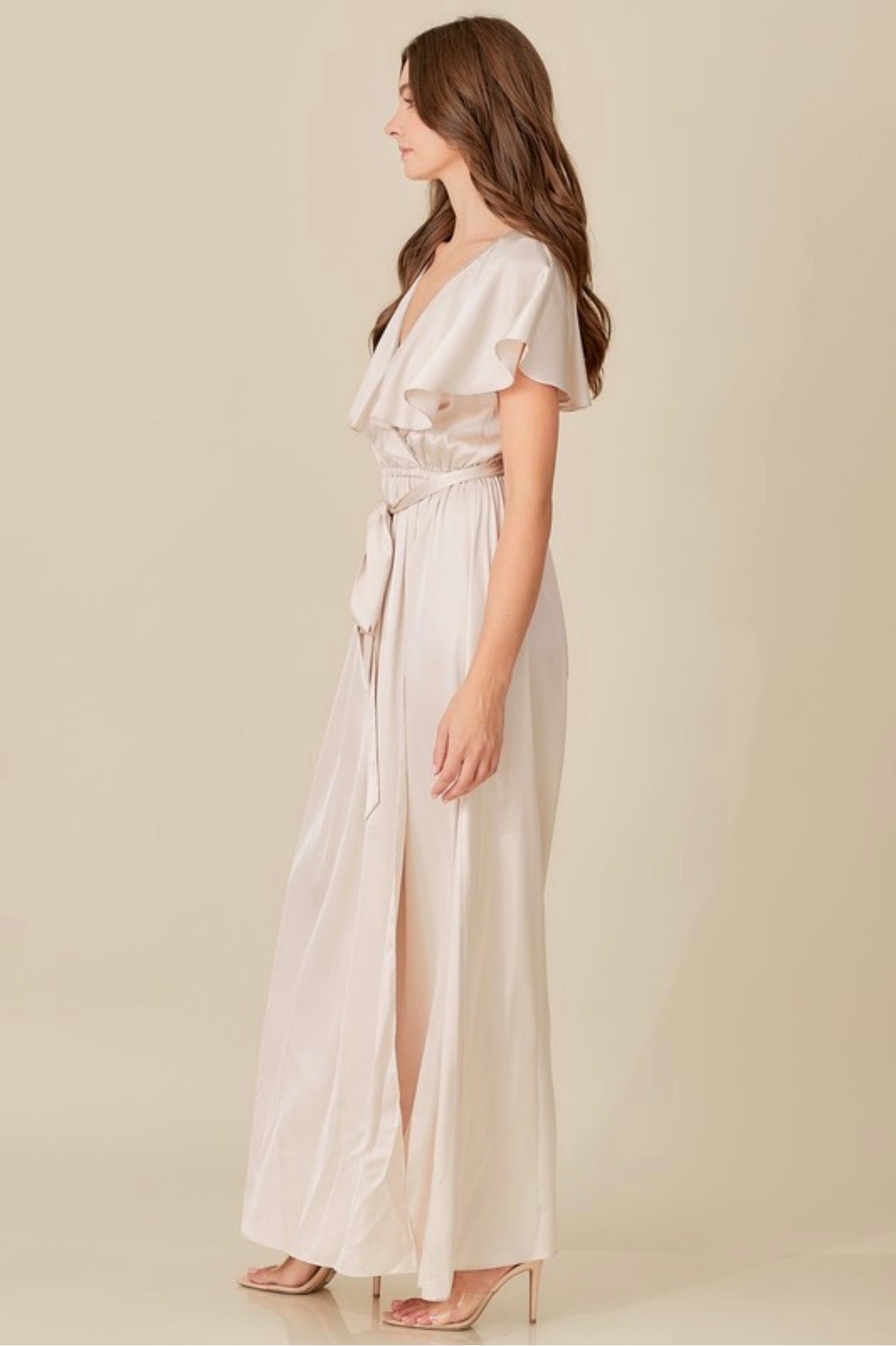 Maxi Ruffle with Open Back Dress