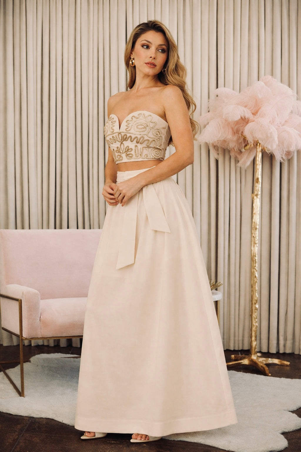 Abstract Set Bandu and A-Line Maxi Skirt