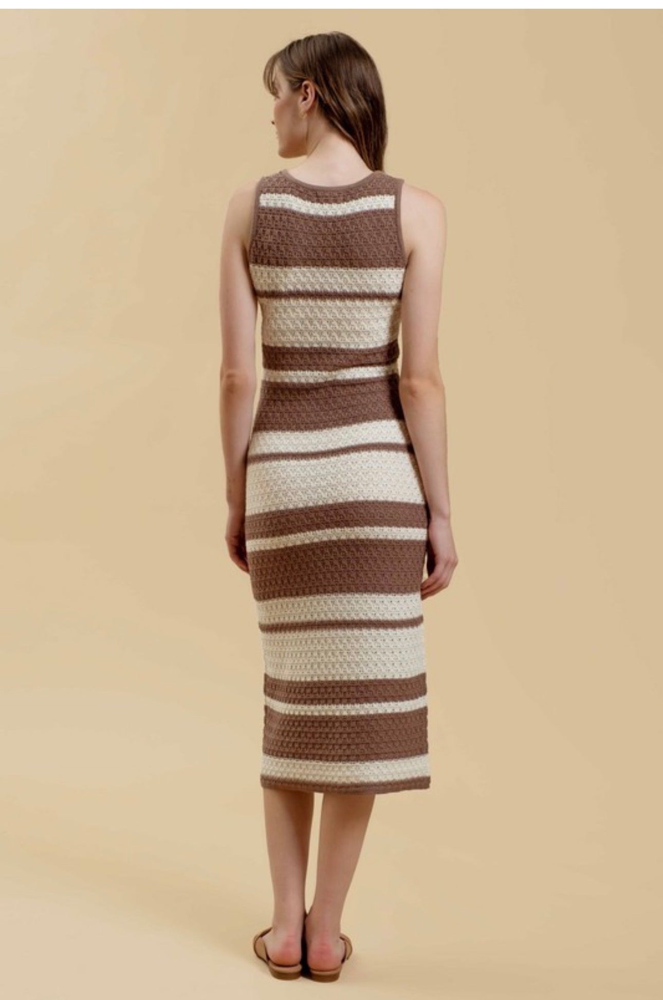 Crochet knitted stripe dress