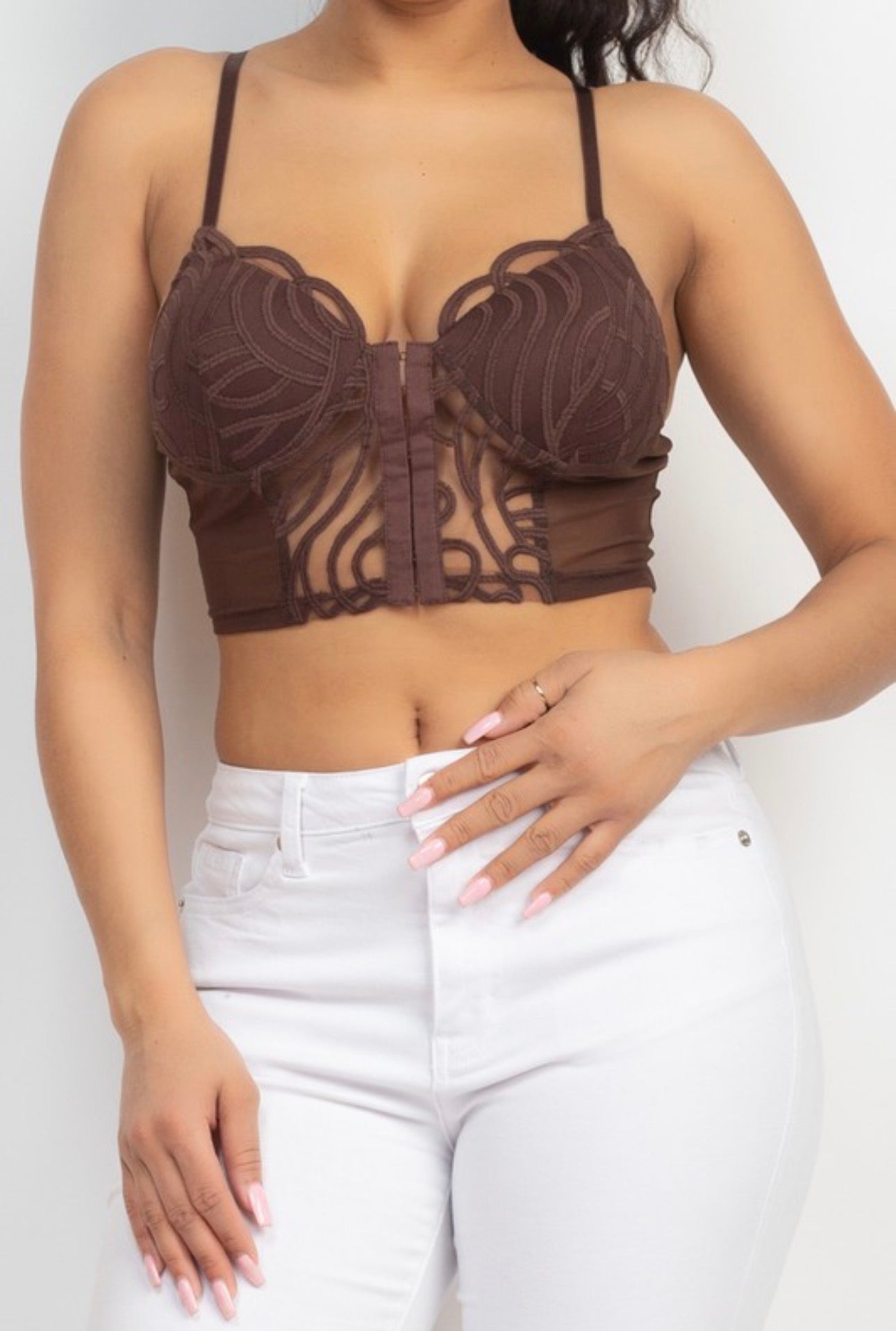 Swirl Lace Front Closure Corset Top