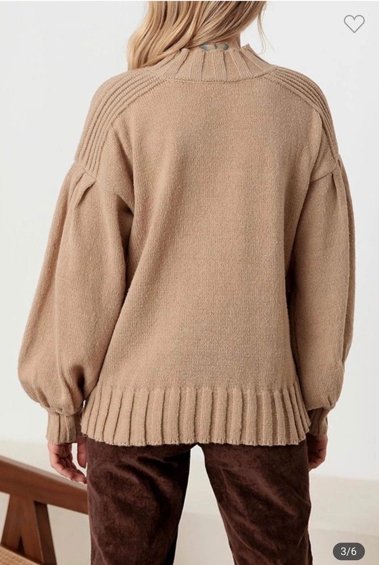 Wide Sleeve Mock-Neck Sweater