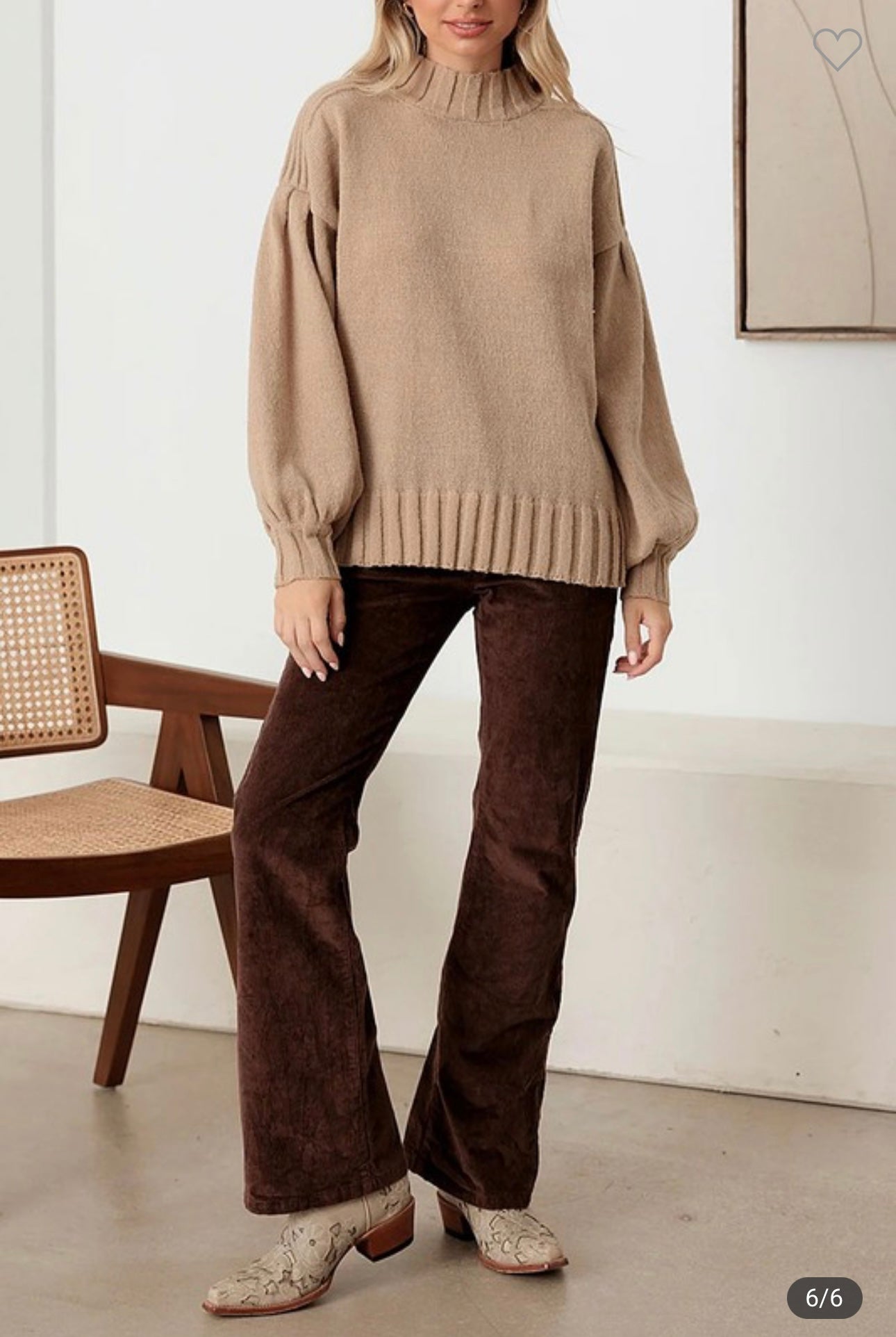 Wide Sleeve Mock-Neck Sweater
