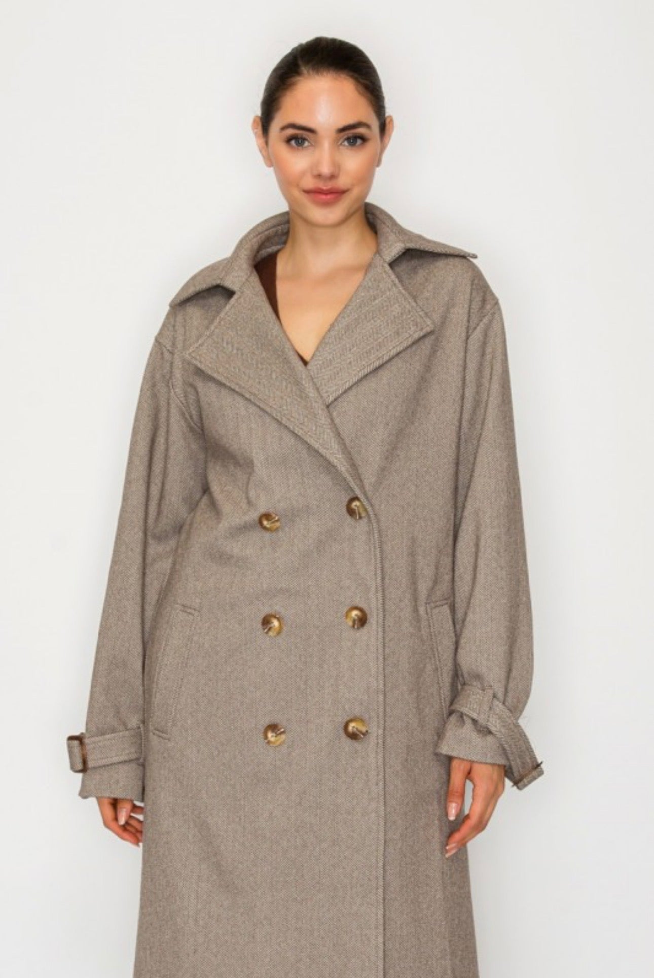 Herringbone Double-Breasted Peacoat