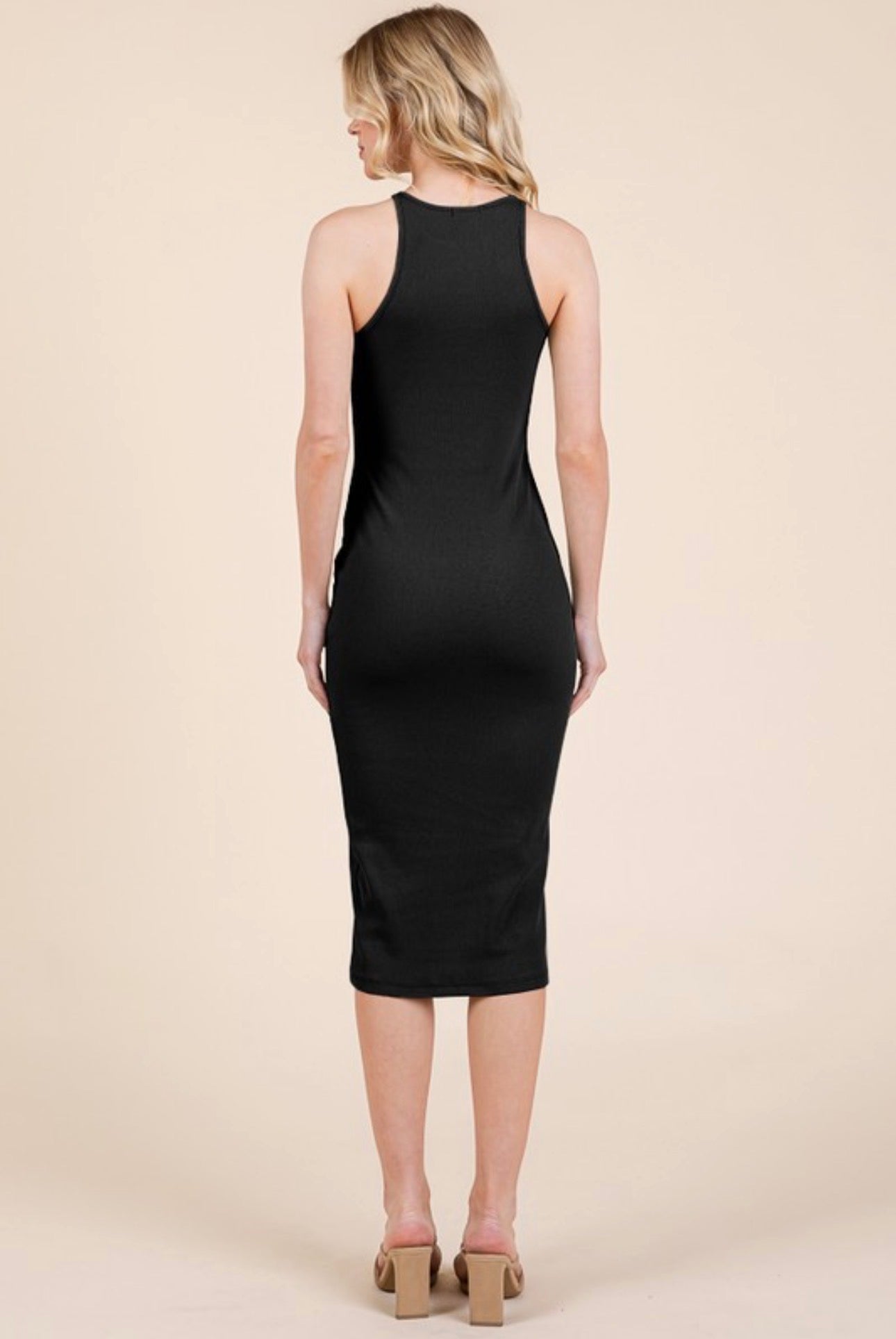 Ribbed Halter Tank Bodycon Dress