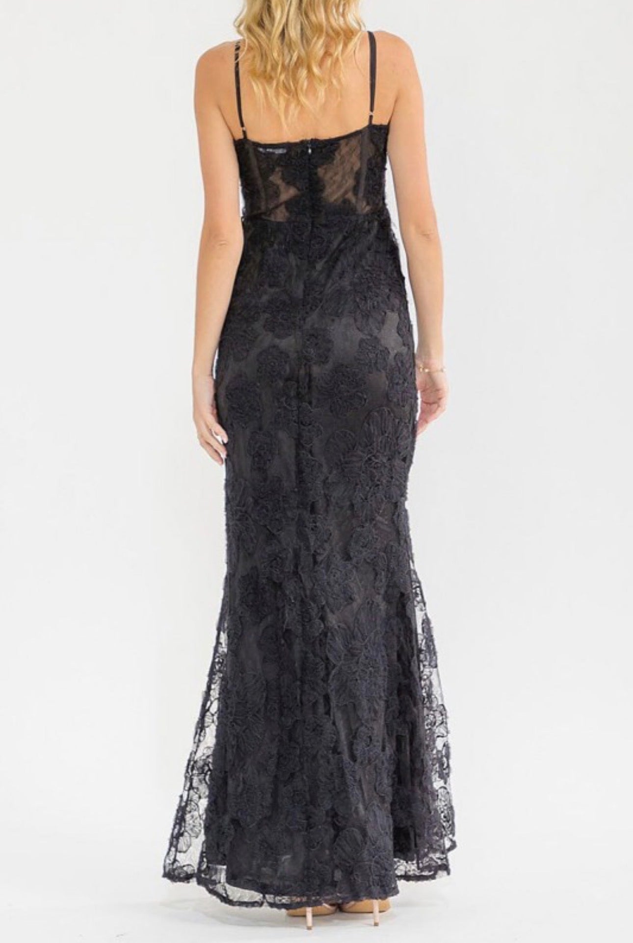Floral Lace Sweetheart Maxi Dress