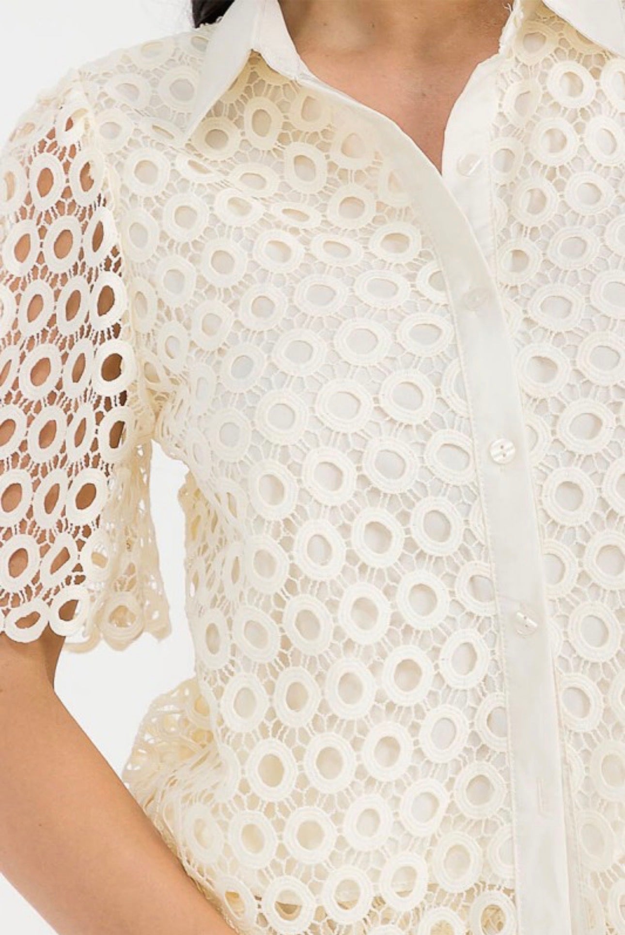 Circle Crochet Set Button-Up and Shorts