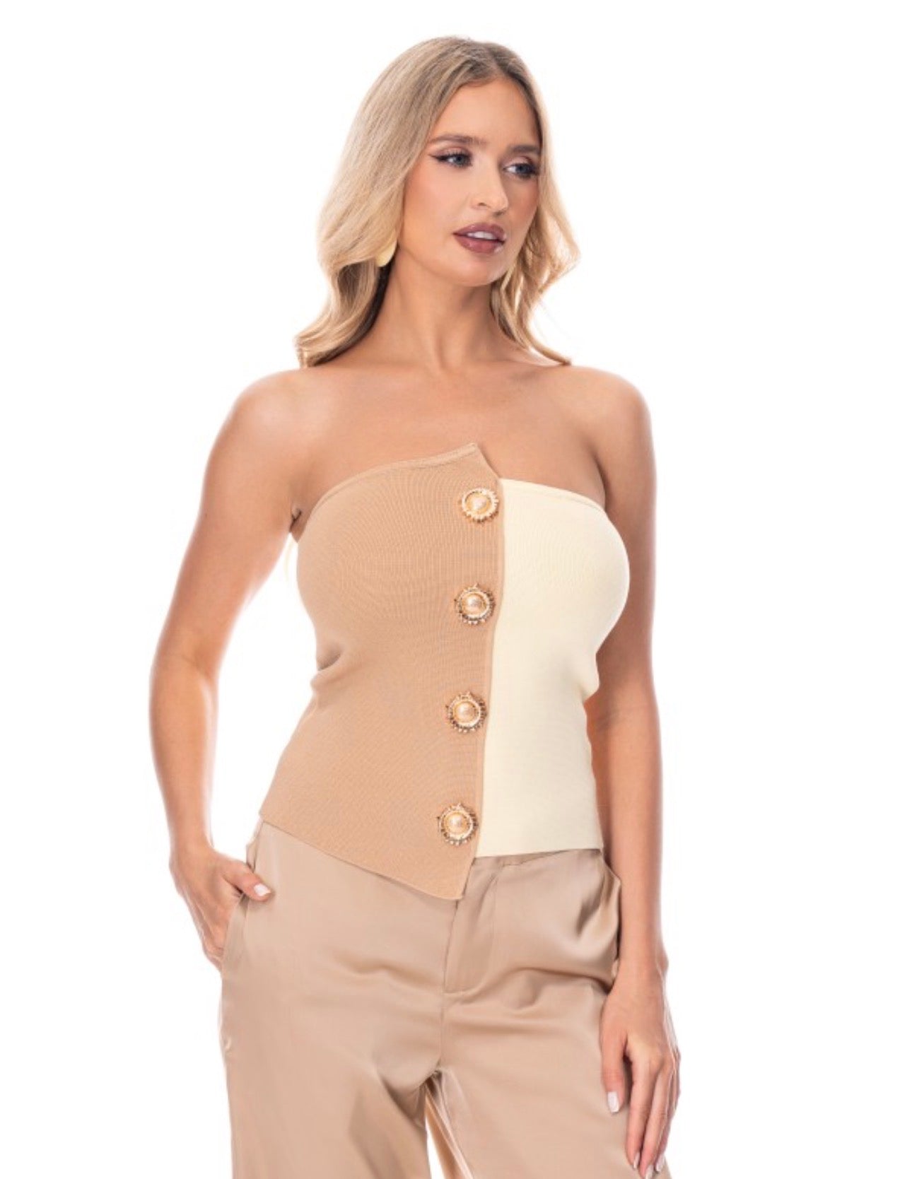 Sunflower Two-Tone Strapless Top