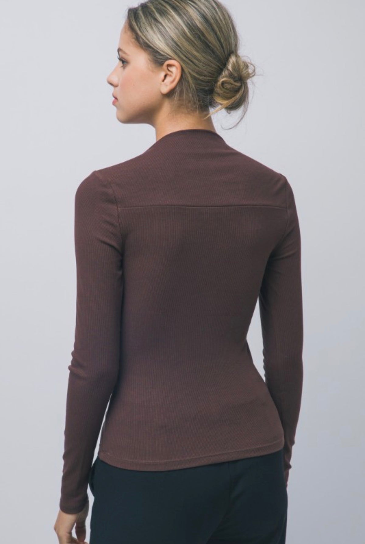 Squared Boatneck Rib Long Sleeve