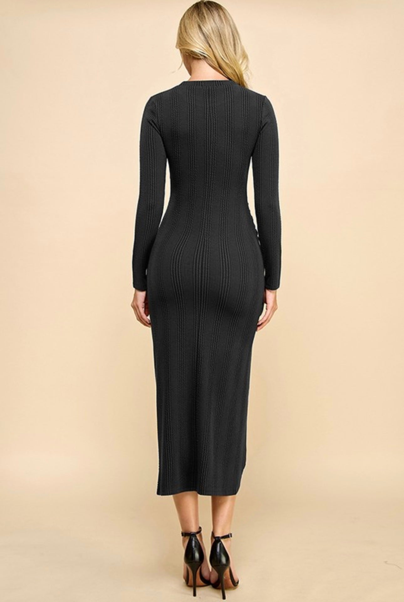 Scoop Neckline Long Sleeves Dress