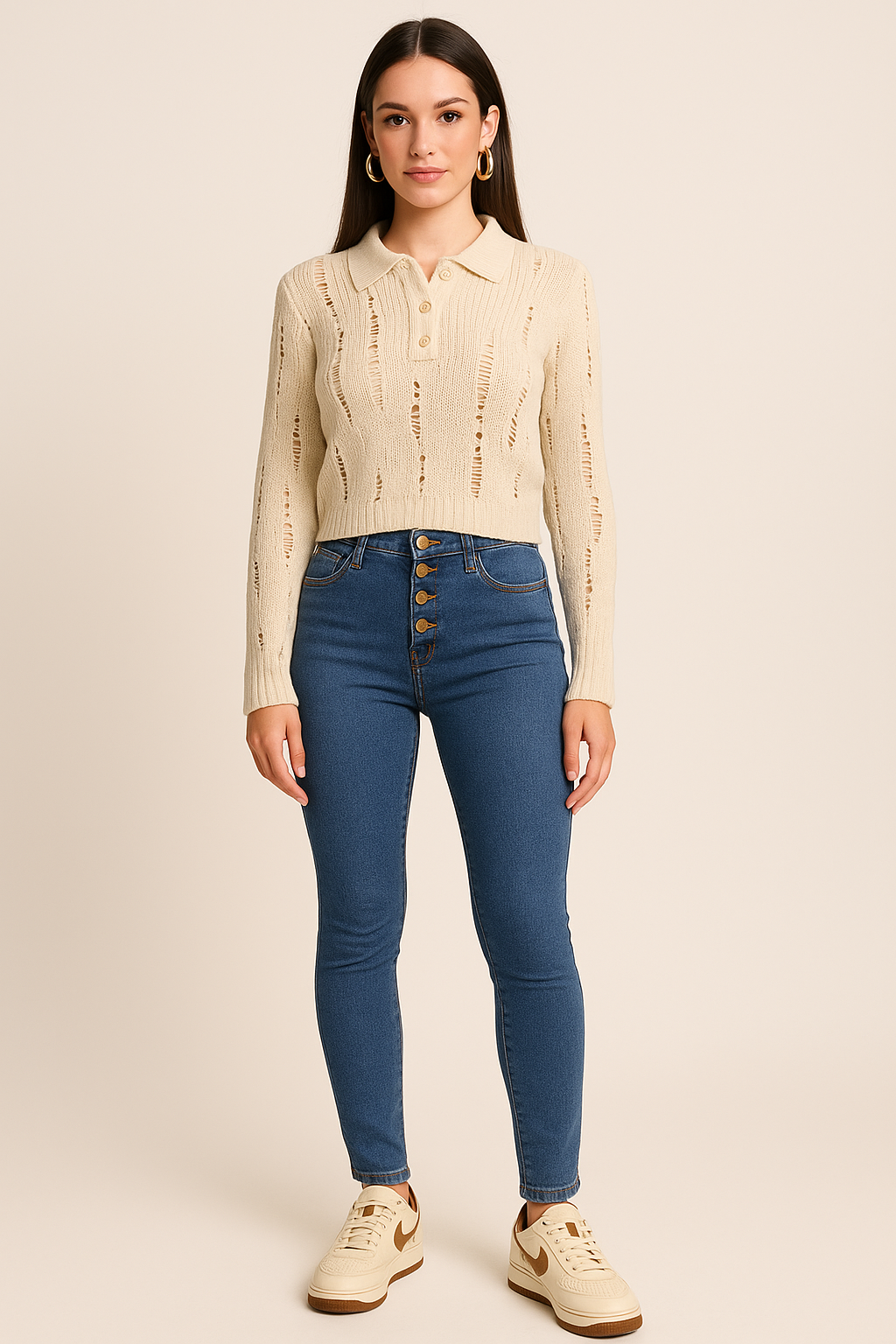 Five-Button High Waisted Med Blue 565s Jeans