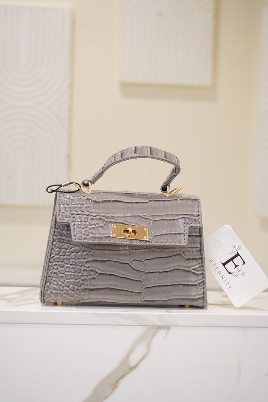 Grey Snake Print Mini Purse