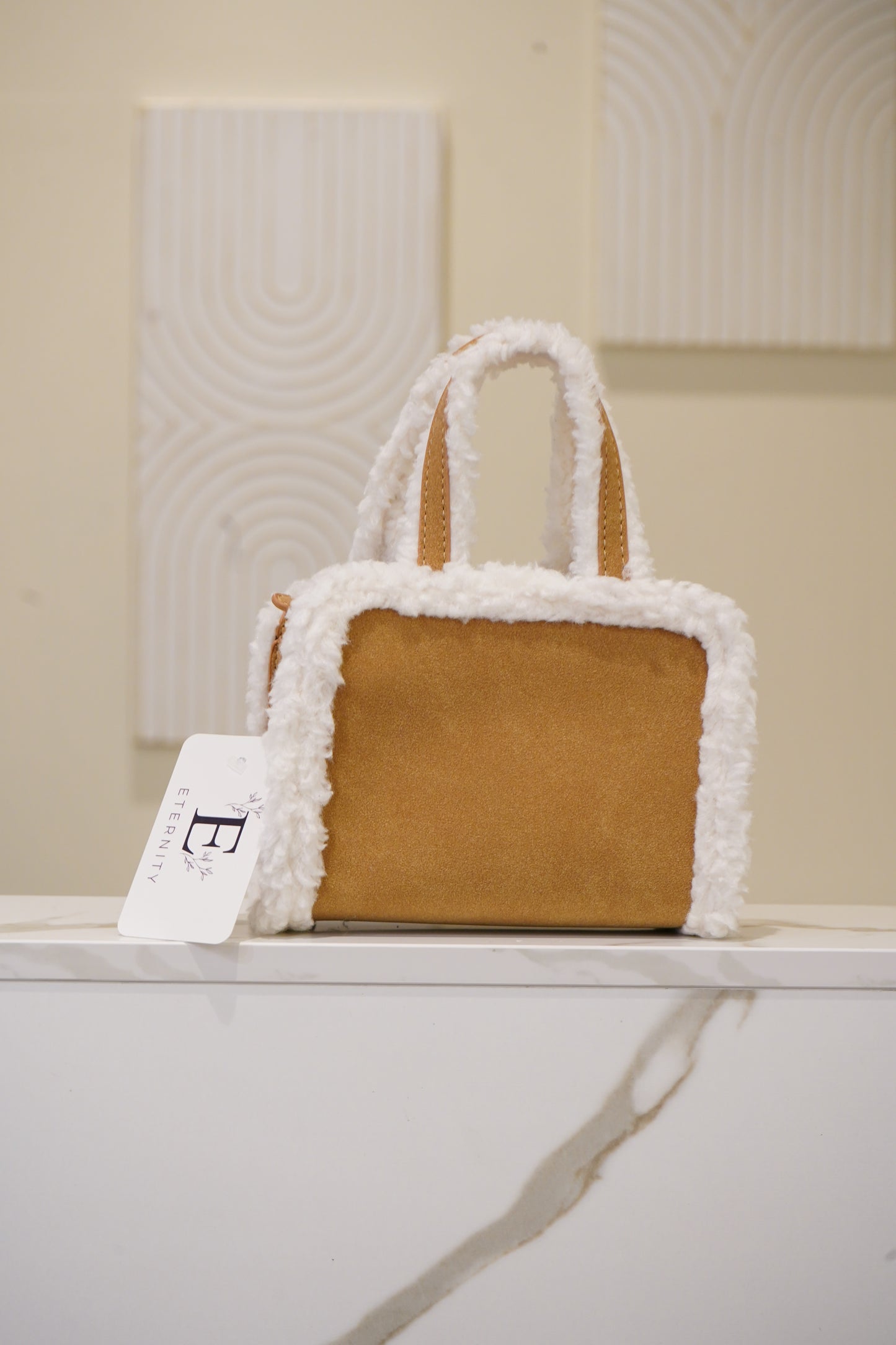 Sherpa fur suede mini bag