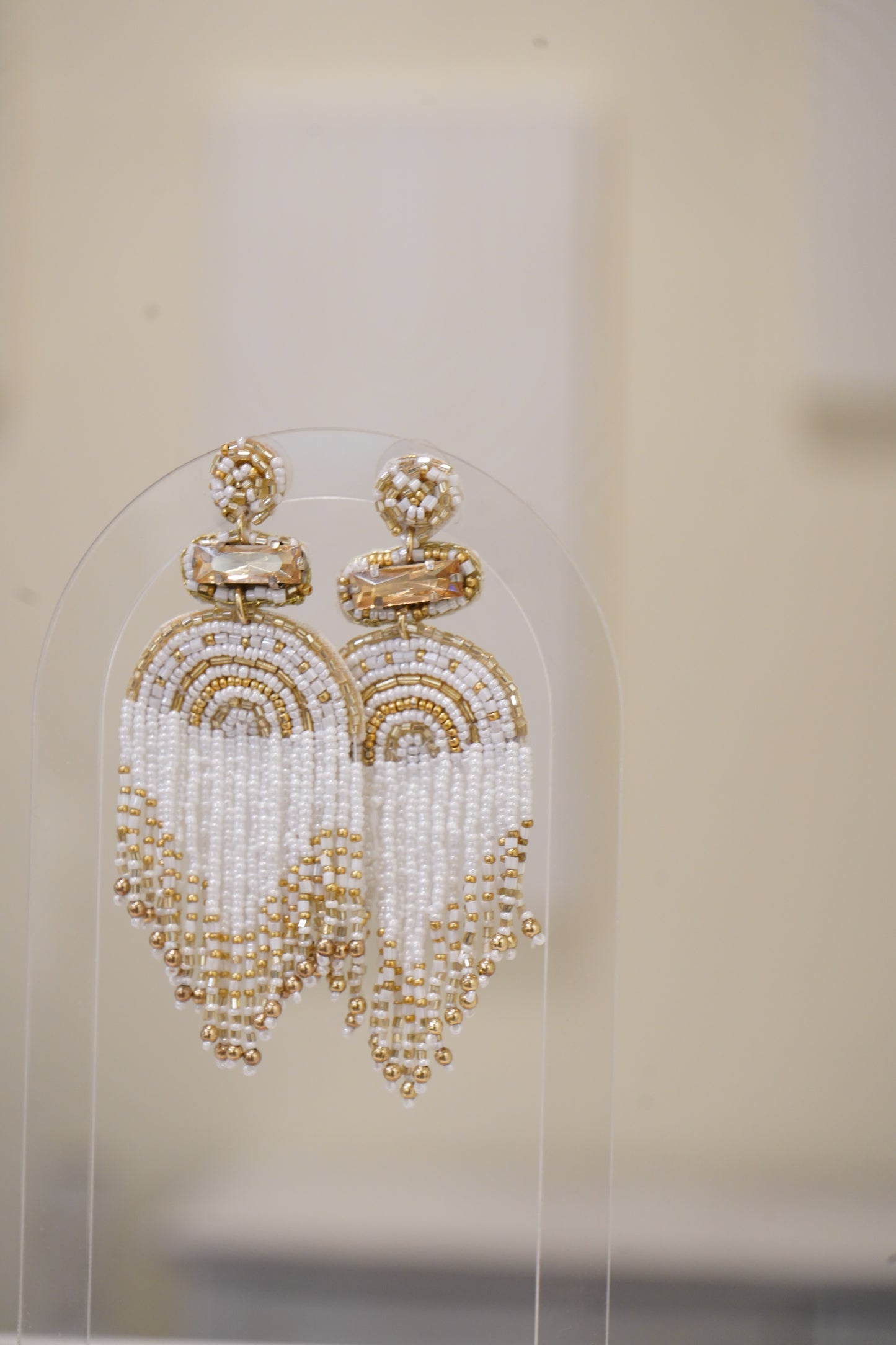 Diamond beaded boho drop earrings