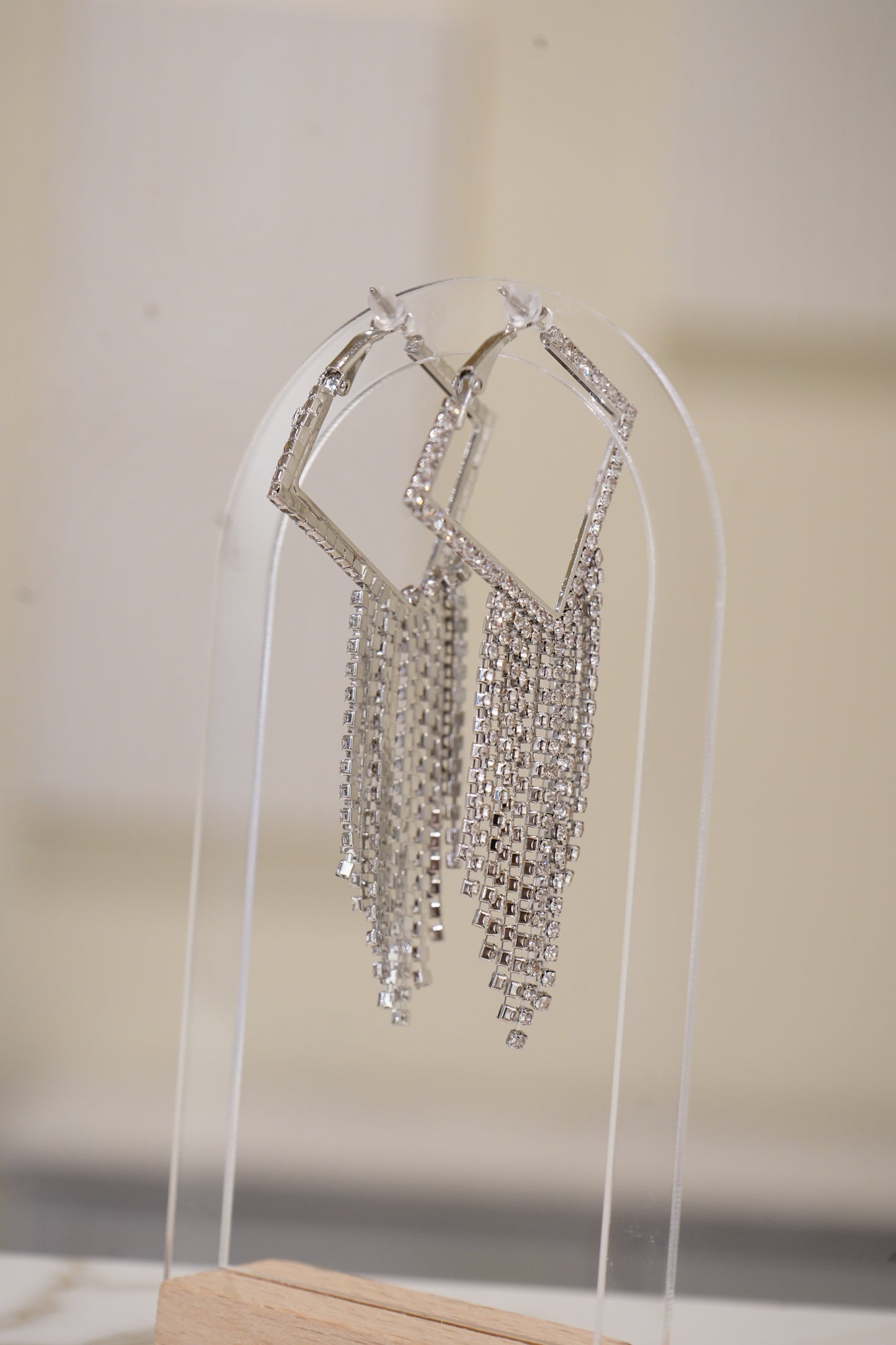 Silver diamond fancy drop earrings