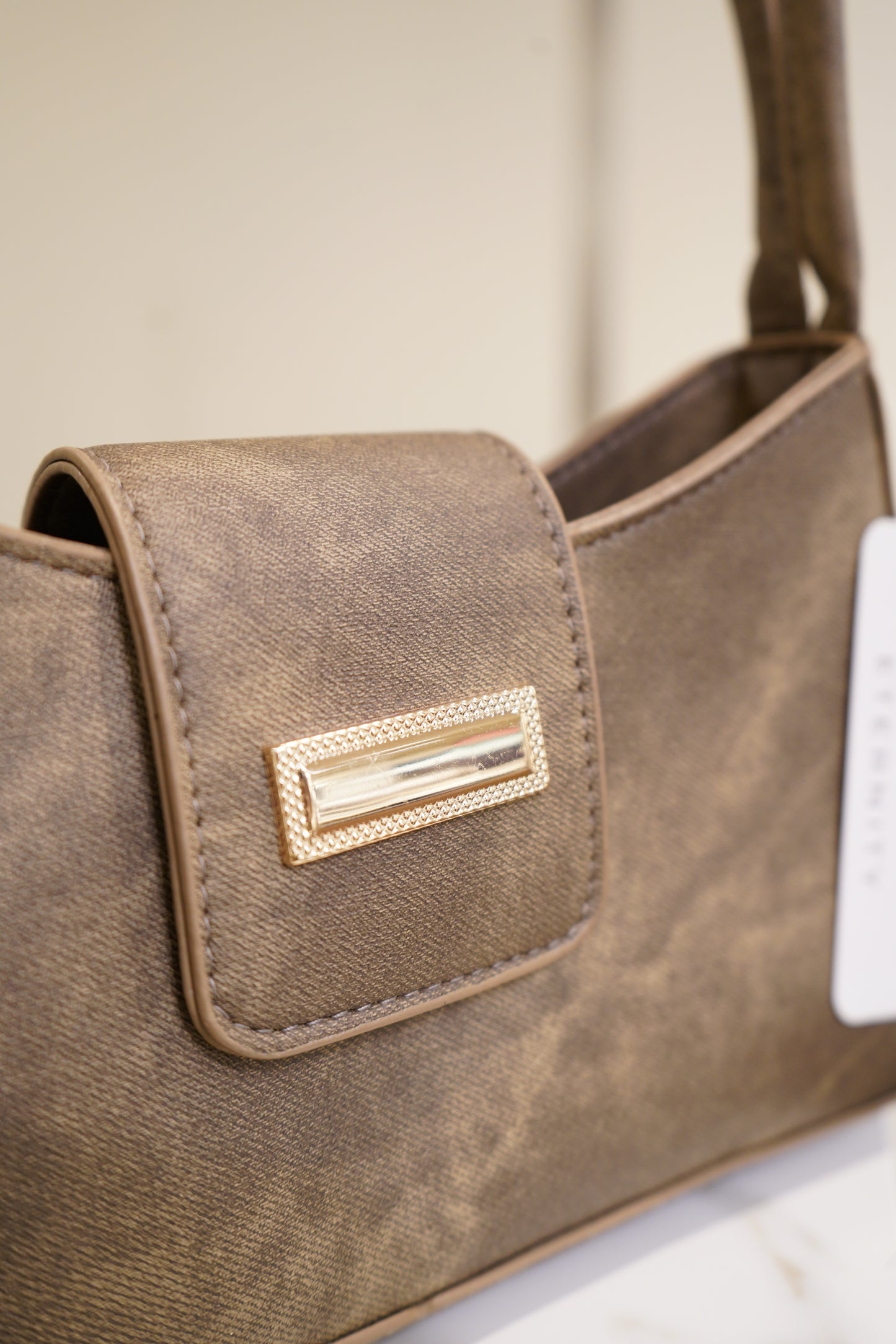 Brown Taupe Shoulder Buckle Bag