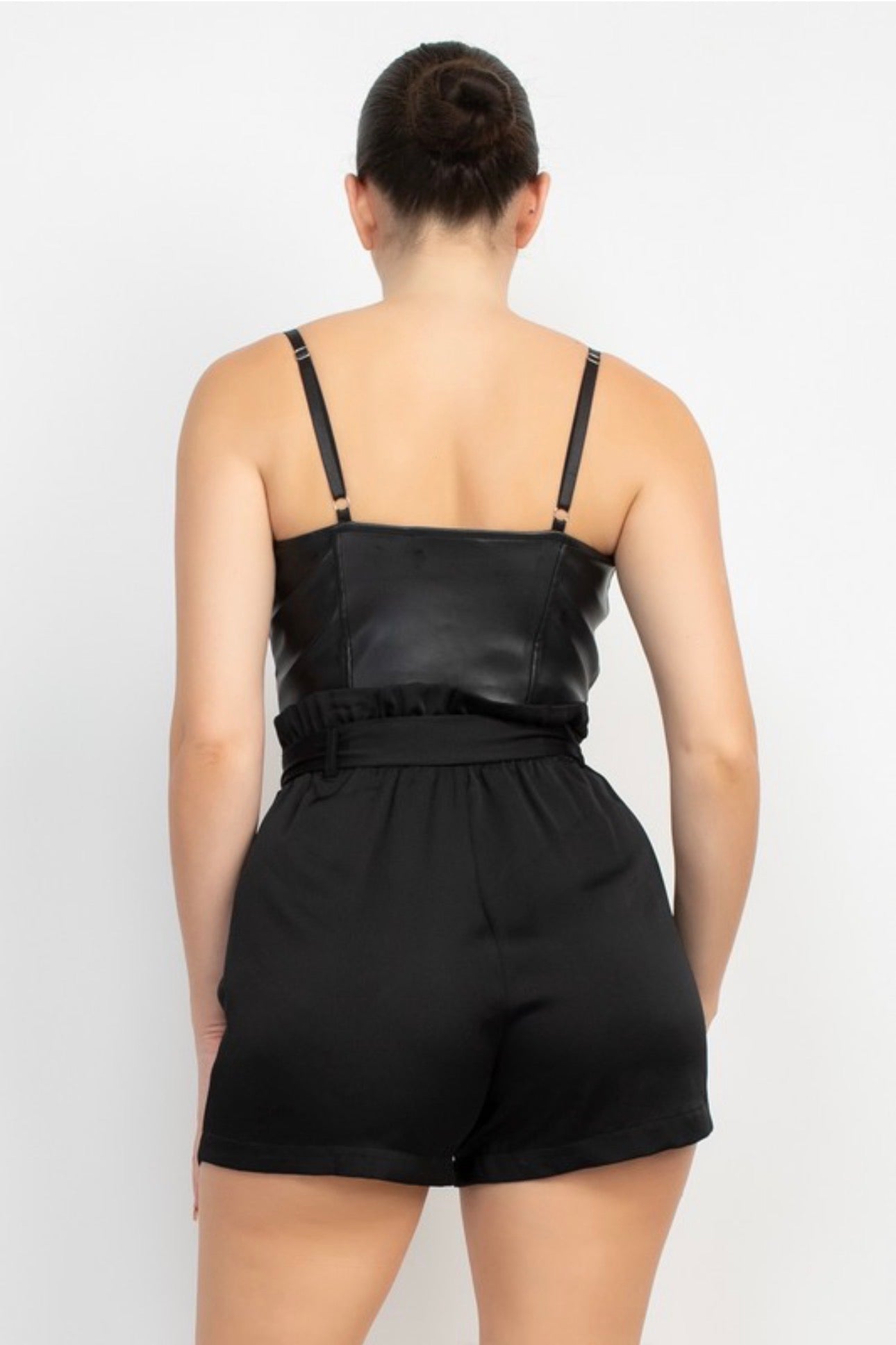 Leather Crop Front Lace Corset Top