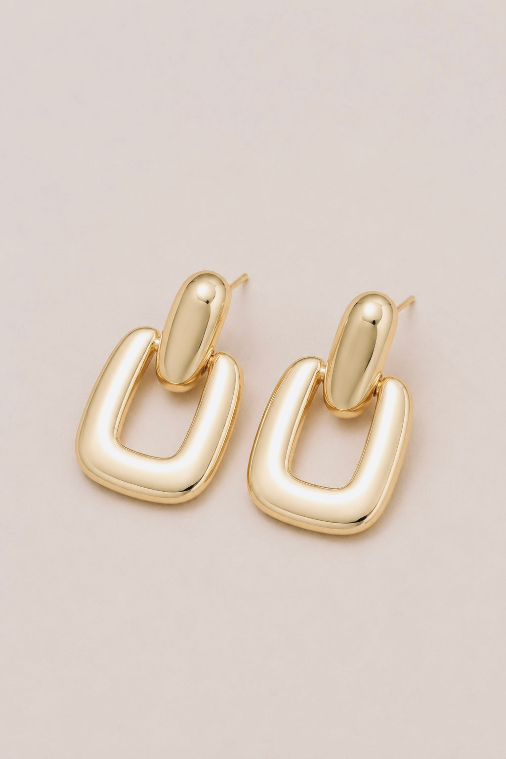 Gold Chunky Square Drop Earrings