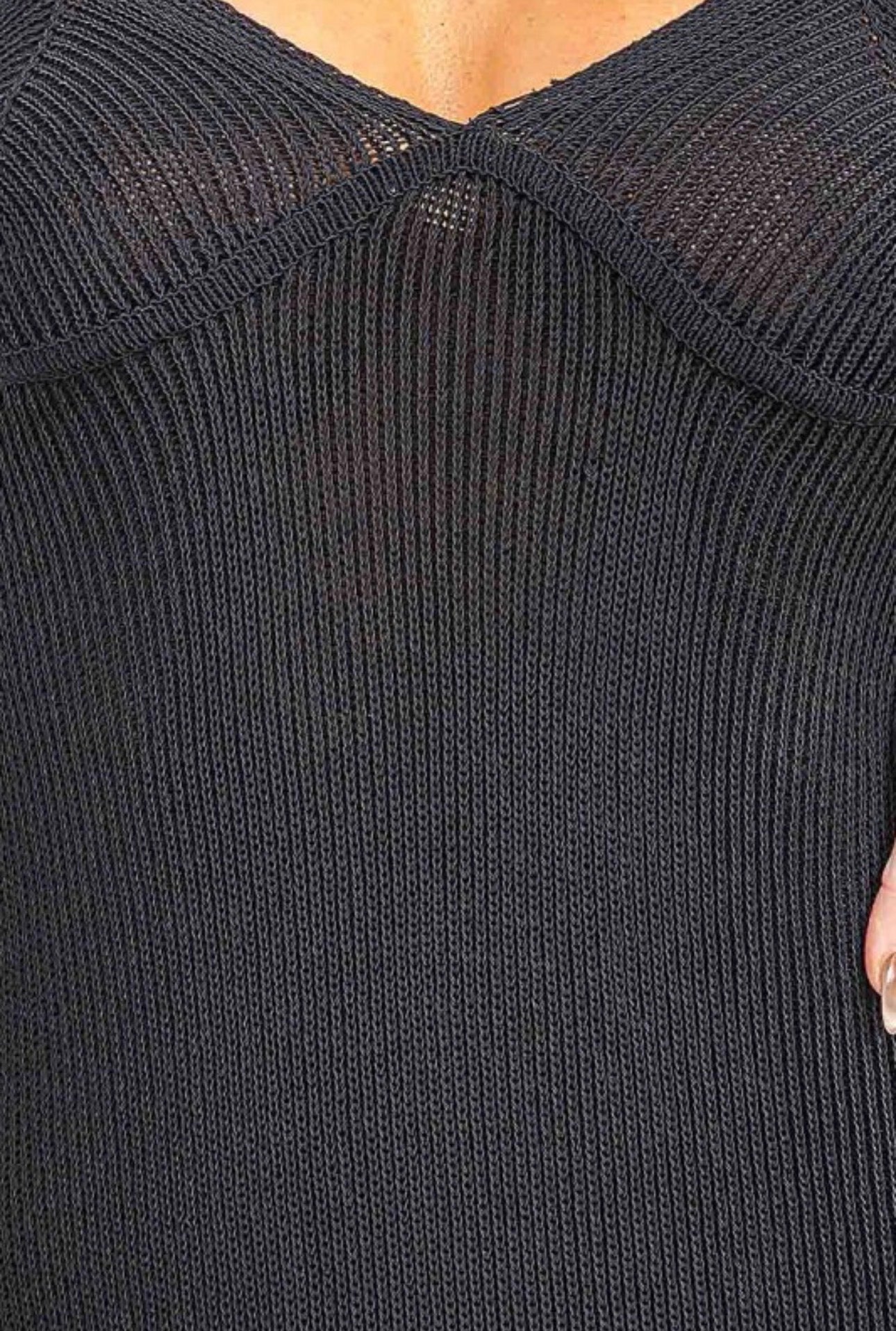 Knit V-neck Midi Tassel Hem Dress