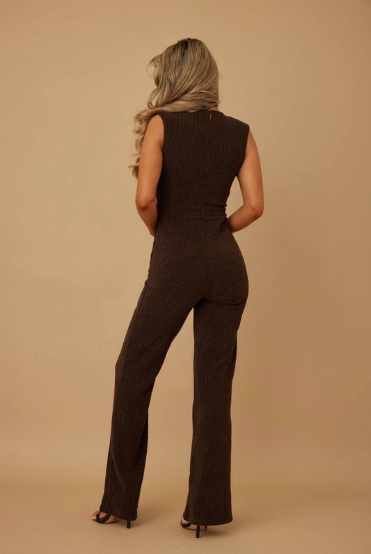 Corduroy Sweetheart Jumpsuit with Gold Buckle