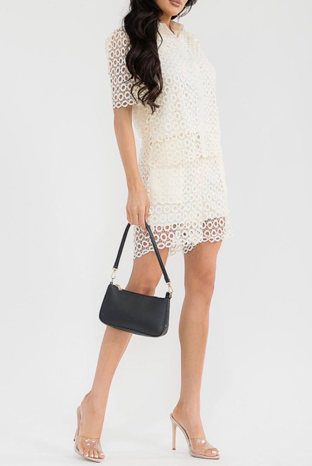 Circle Crochet Set Button-Up and Shorts