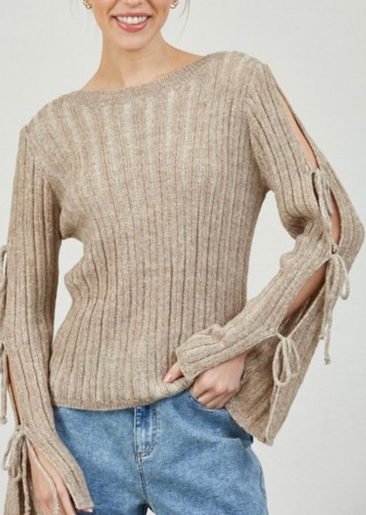 Birdseye Knitted Tie Sweater