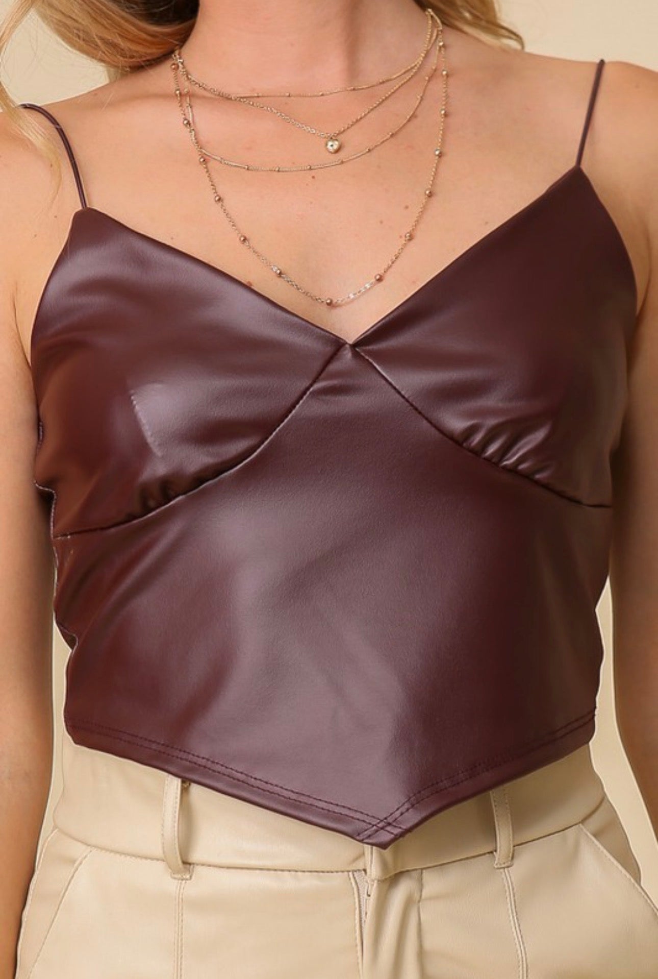 Corset Faux Leather Bustier Crop Top