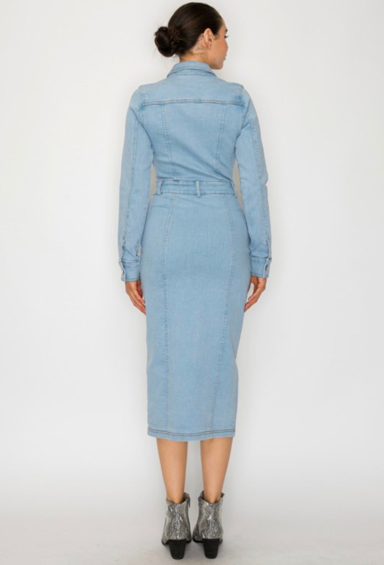 Denim Collared Long Sleeve Dress