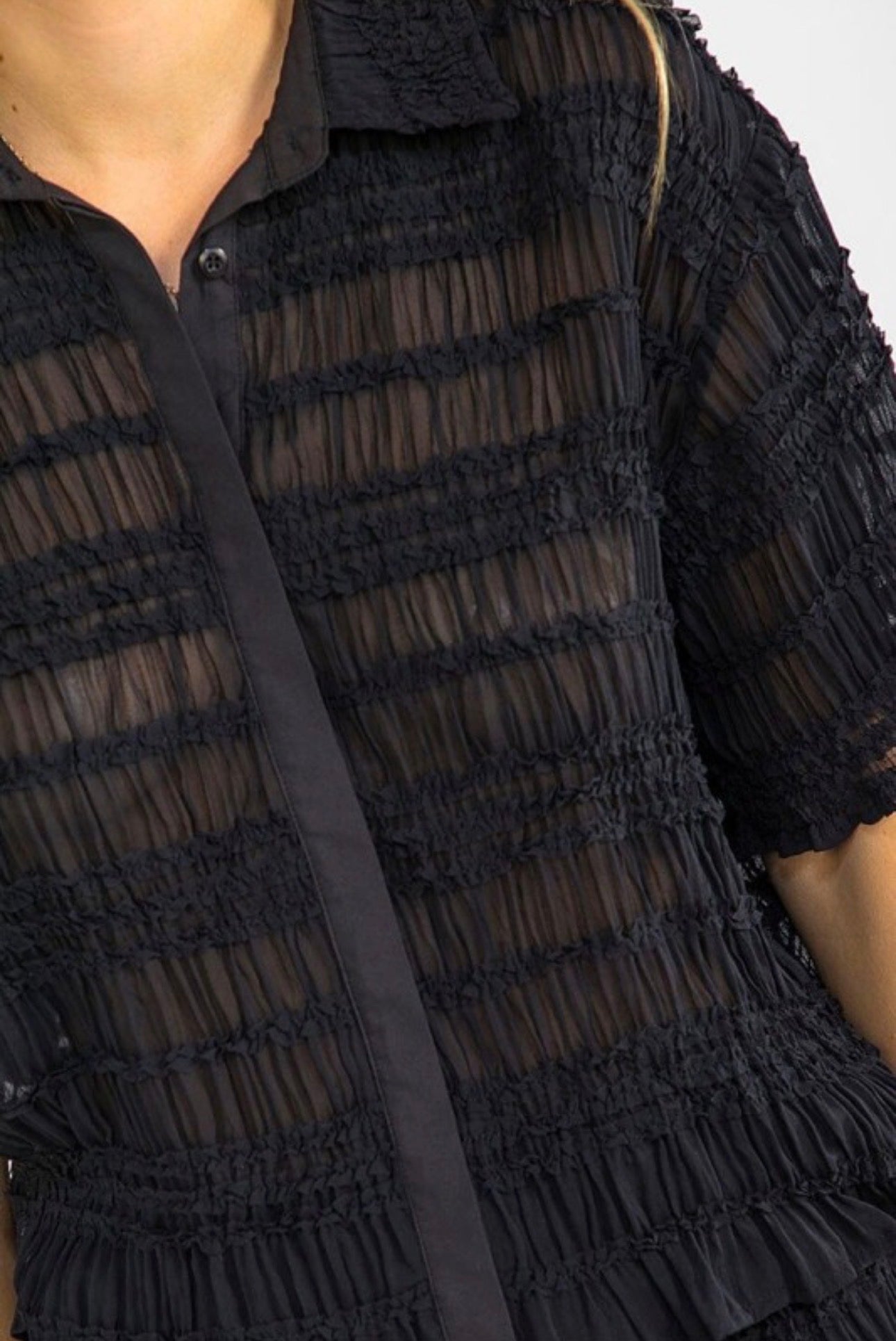 Ruffle Crinkle Set Button-Up and Shorts