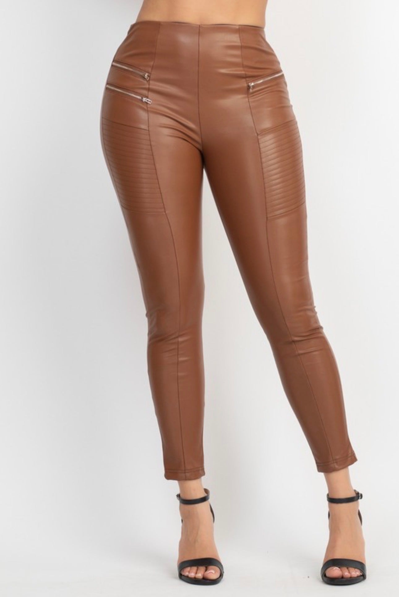 Vegan Leather Zip Pocket Leggings