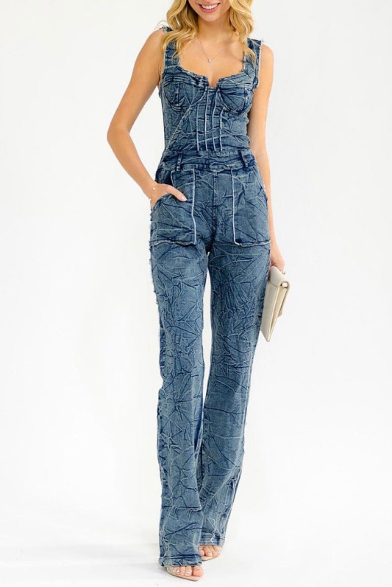 Denim Sweetheart Tank Jumpsuit