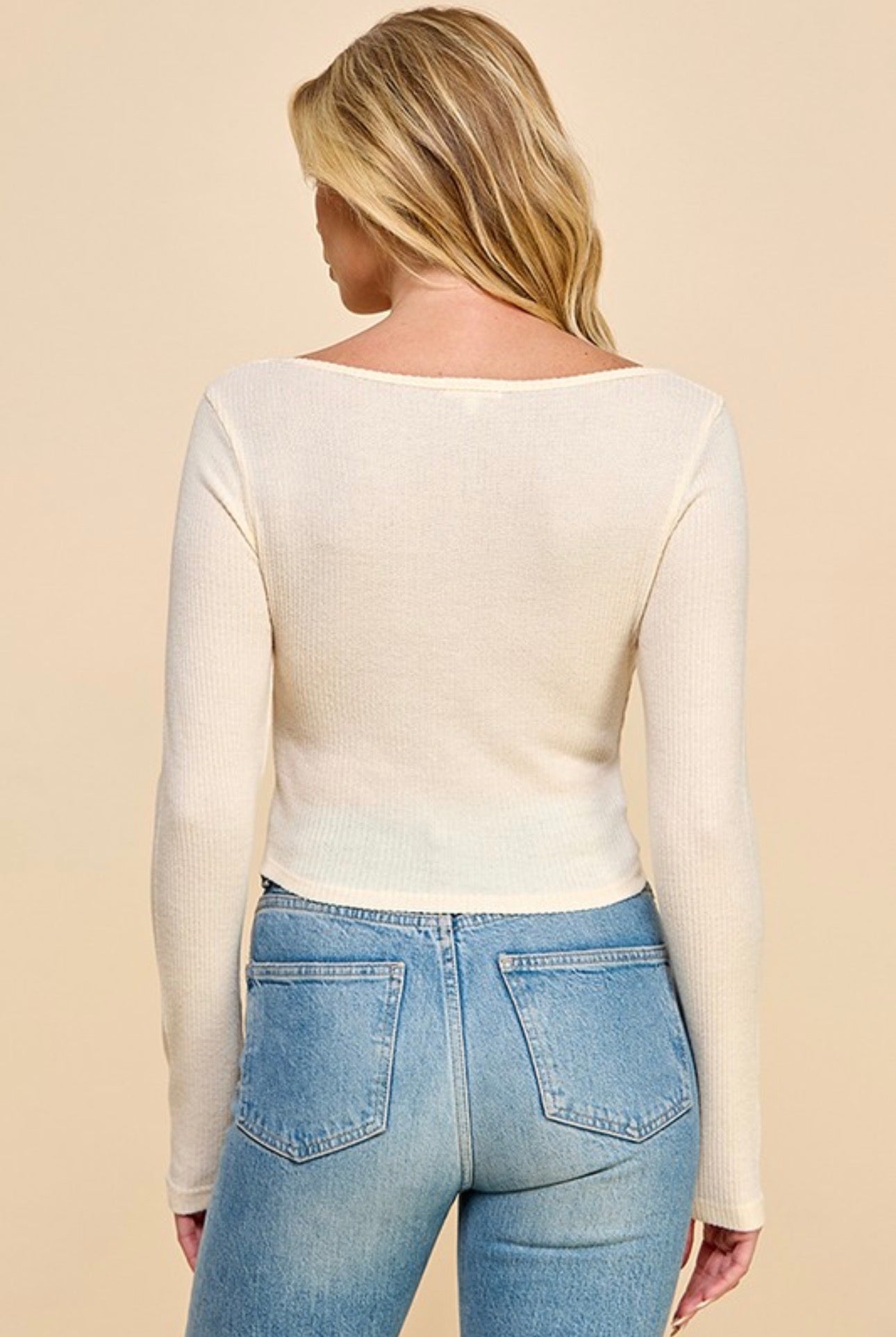 Bow Front Soft Crop Long Sleeve
