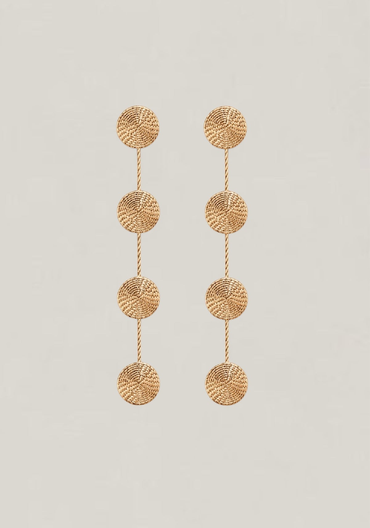 Gold 4 Circle Drop Earrings