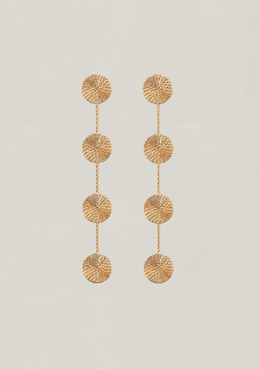 Gold 4 Circle Drop Earrings