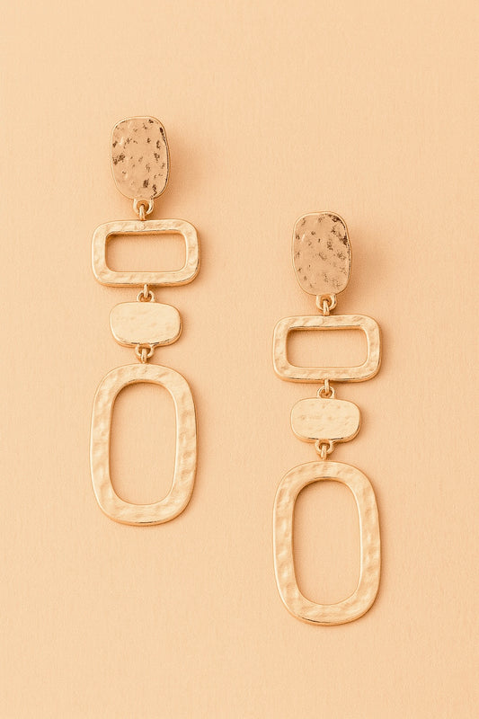 Hammered Geometric Gold Earrings