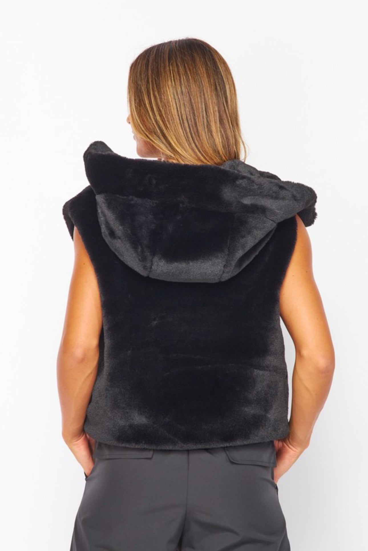 Fuzzy Hooded Vest