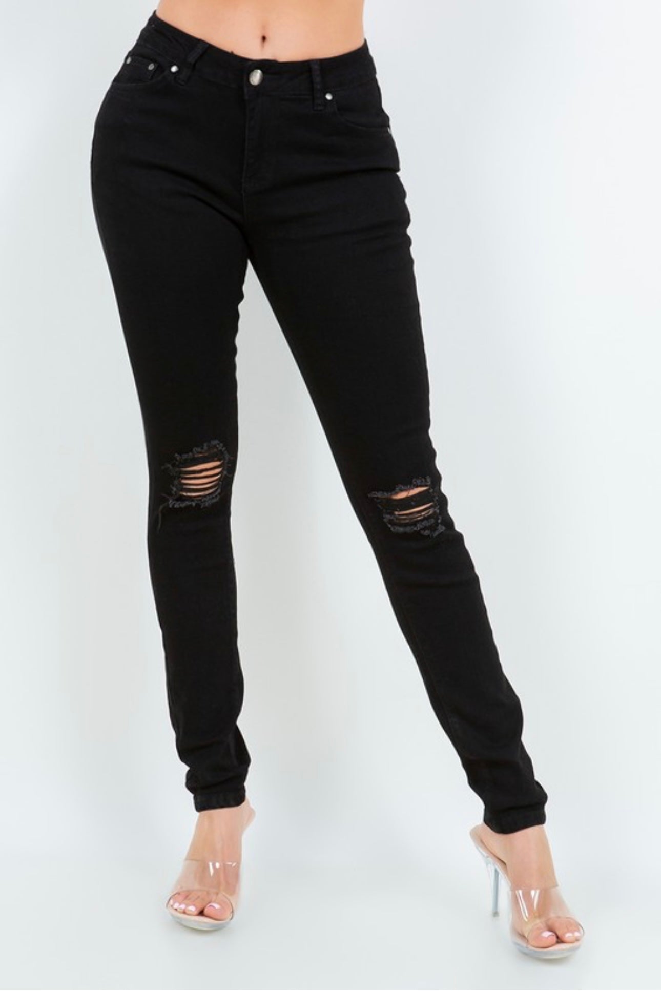 671 Black Ripped Knee Skinny Jeans