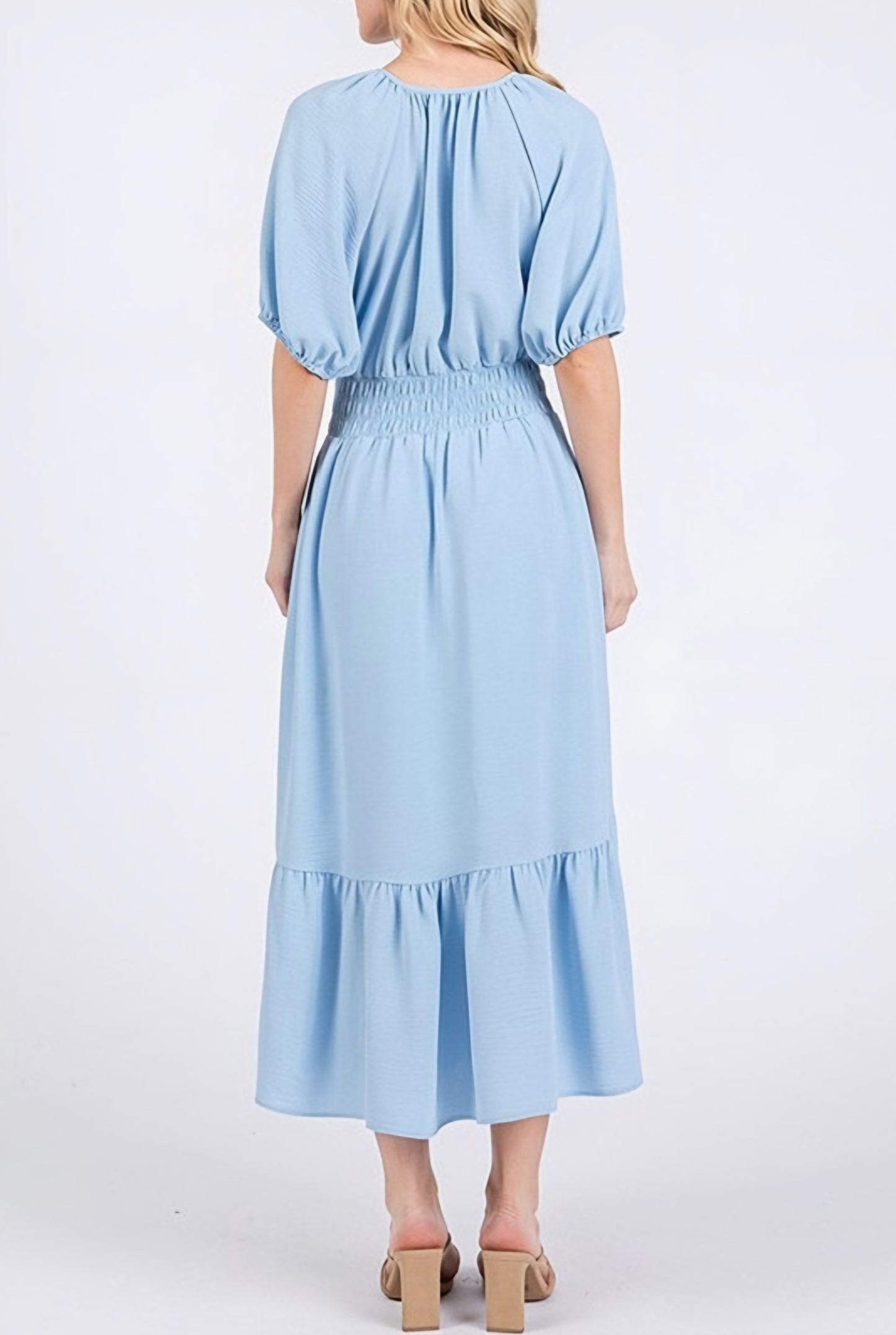 Tie Front Peasant Maxi Dress