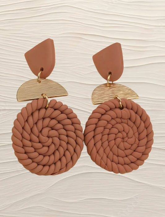 Gold Clay Spiral Earrings