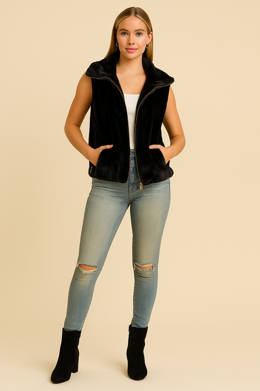 Fuzzy Hooded Vest