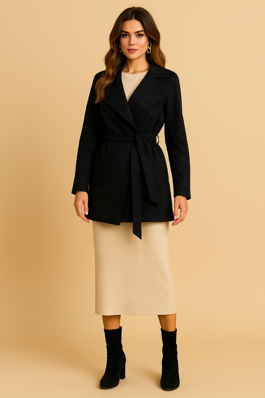 Wrap Suede Drape Cardigan