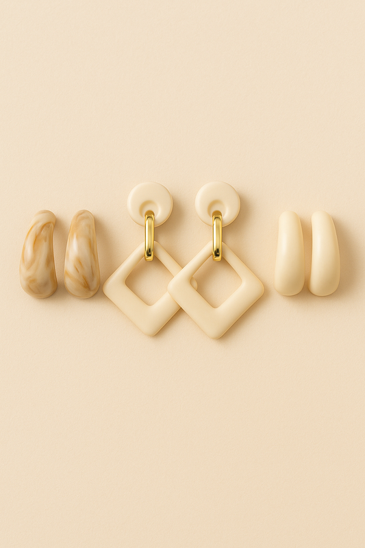 3 piece boho earring set nude