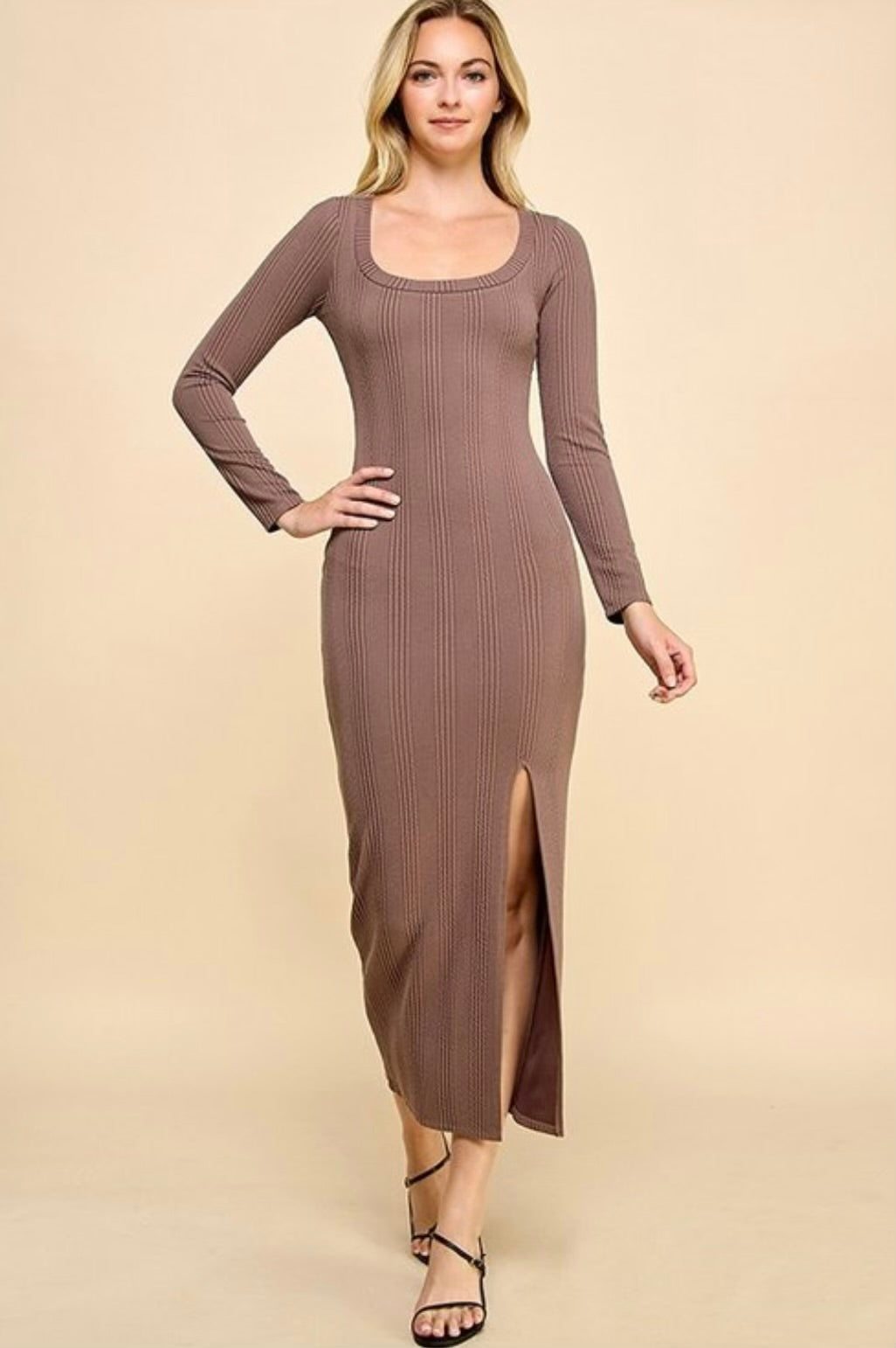 Scope Neckline Long Sleeves Dress