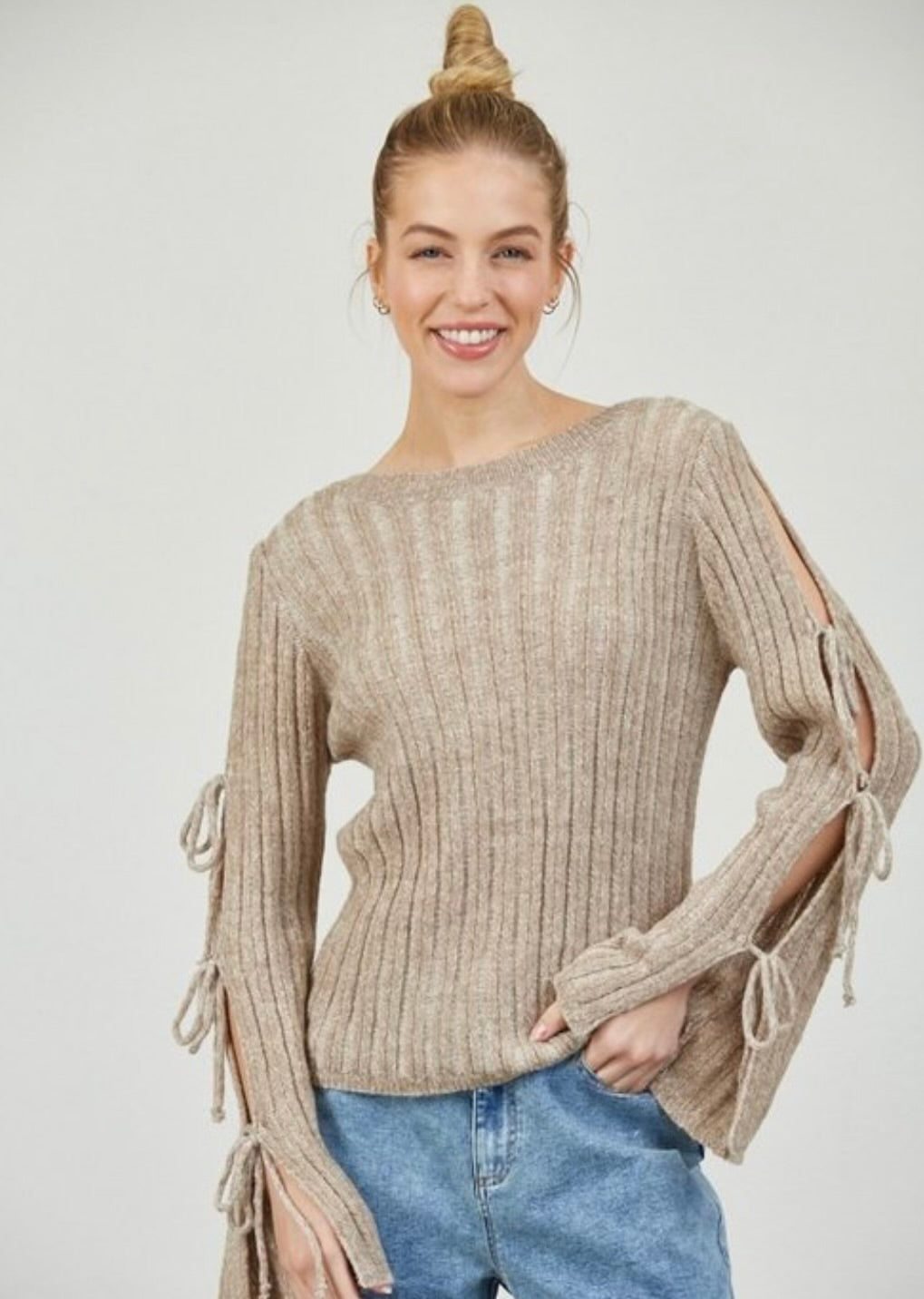 Birdseye Knitted Tie Sweater