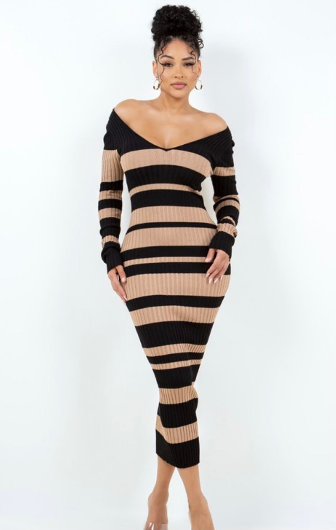 Stripe sweater maxi dress