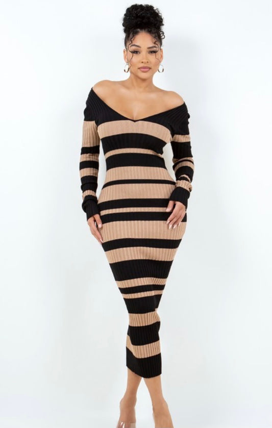 Stripe sweater maxi dress