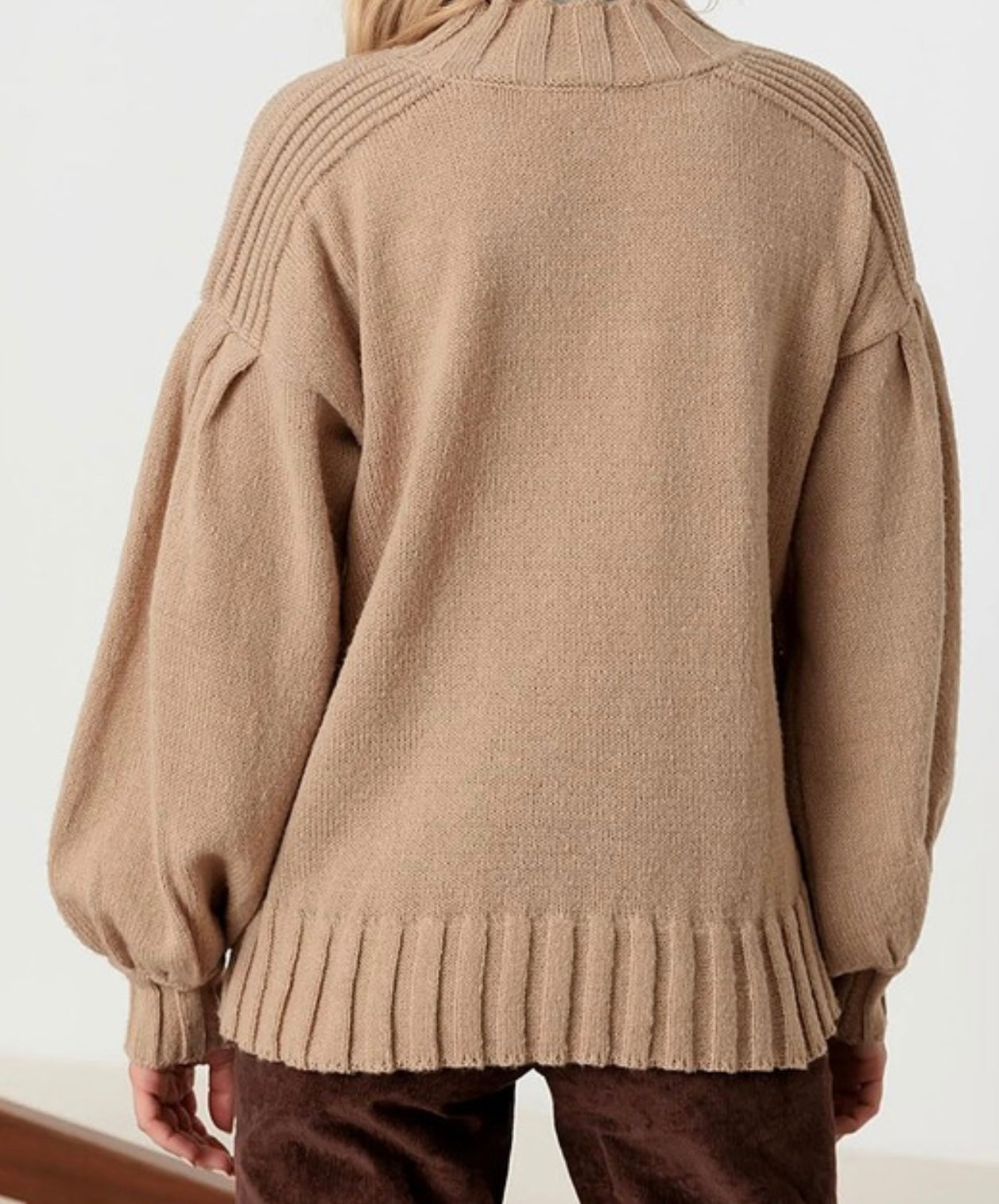 Wide Sleeve Mock-Neck Sweater