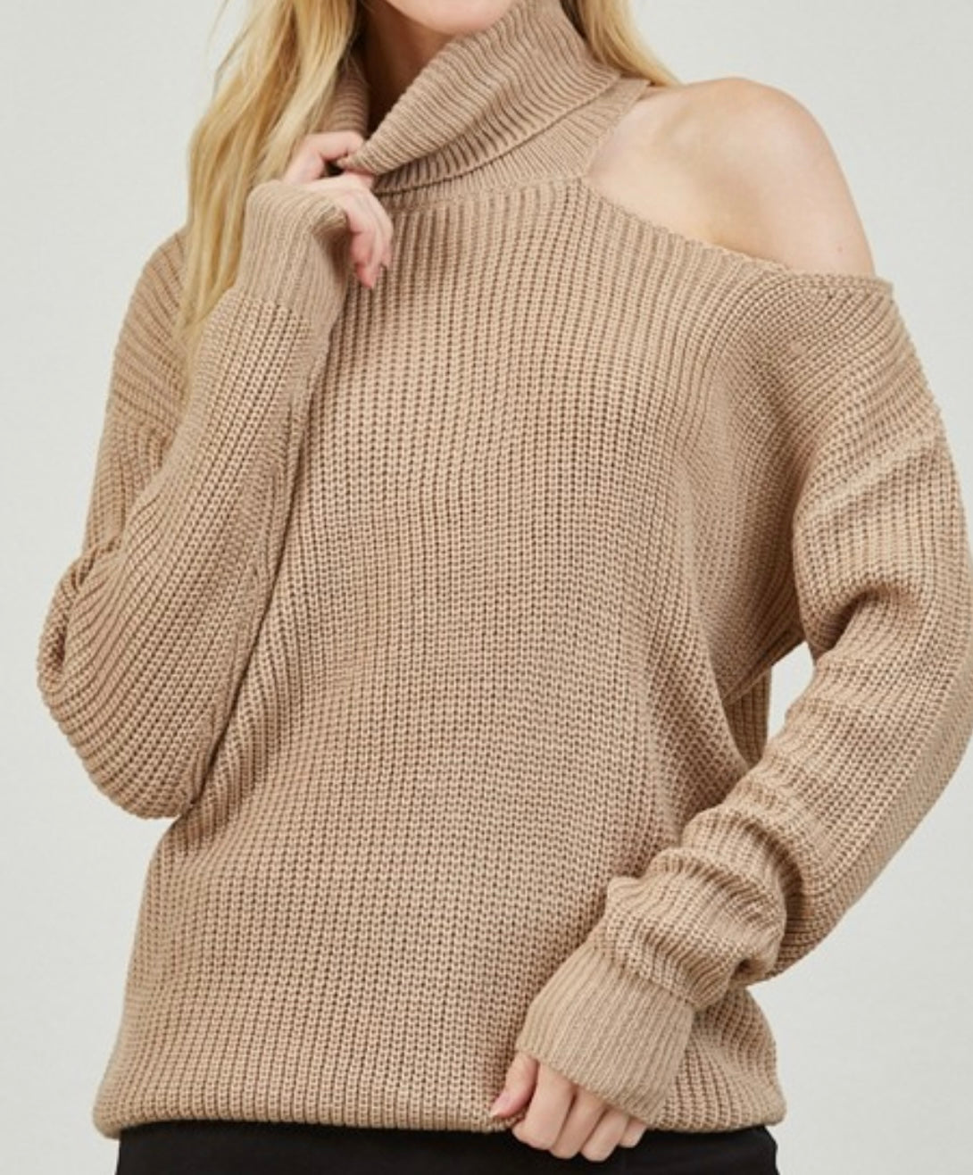 Cut-Out Turtleneck Sweater