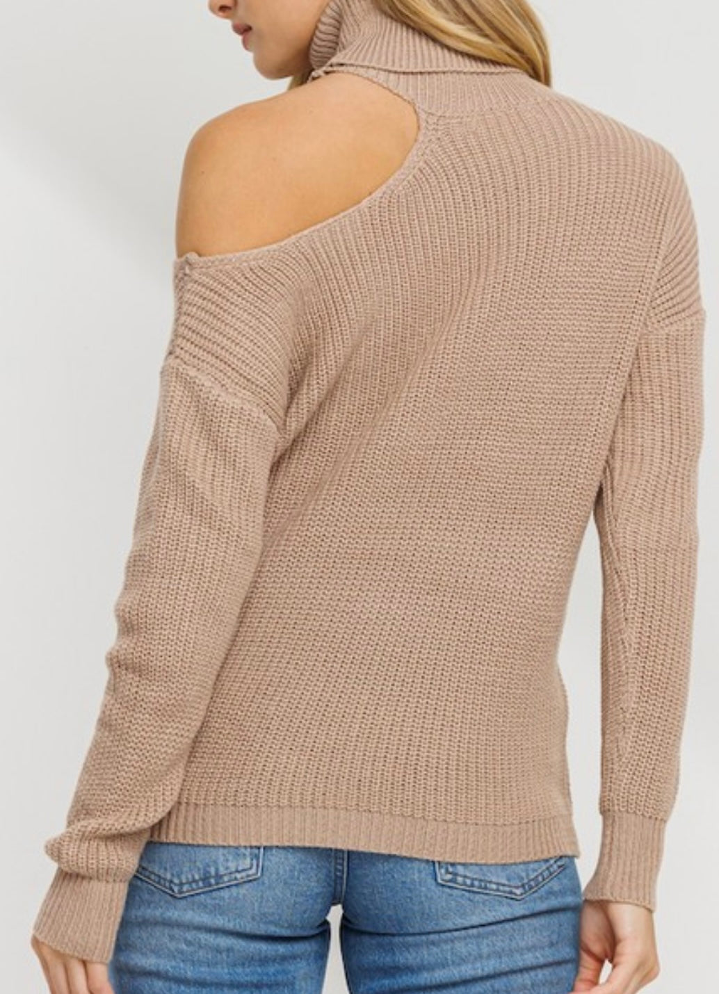 Cut-Out Turtleneck Sweater