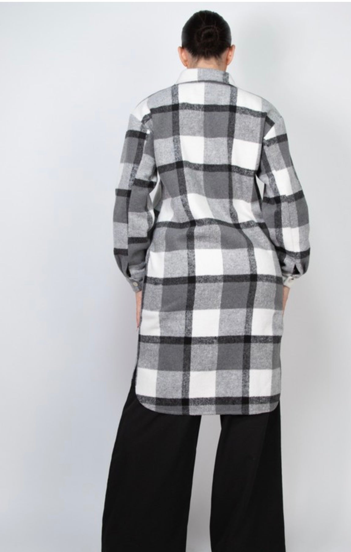 Button Down Plaid Coat